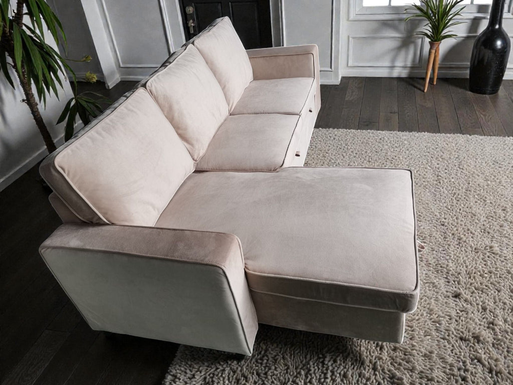 L Shaped Sofa Bed (Light Brown)